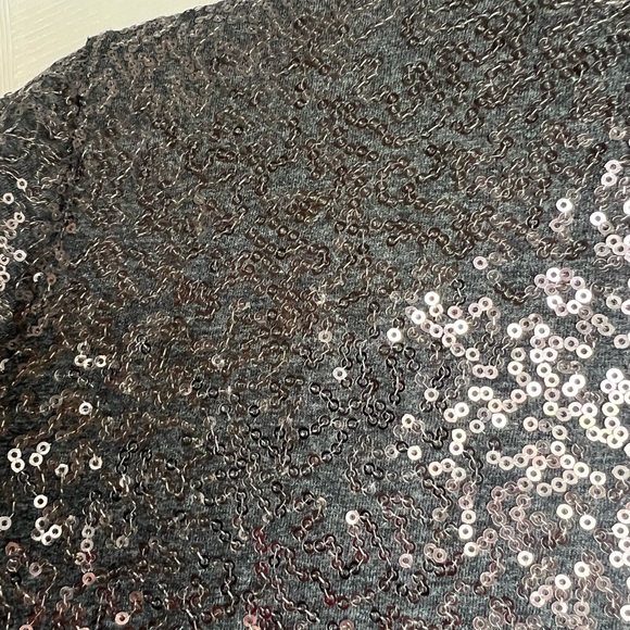 DKNY women's crew neck sequin top Drk charcoal Gray size S - Picture 9 of 10